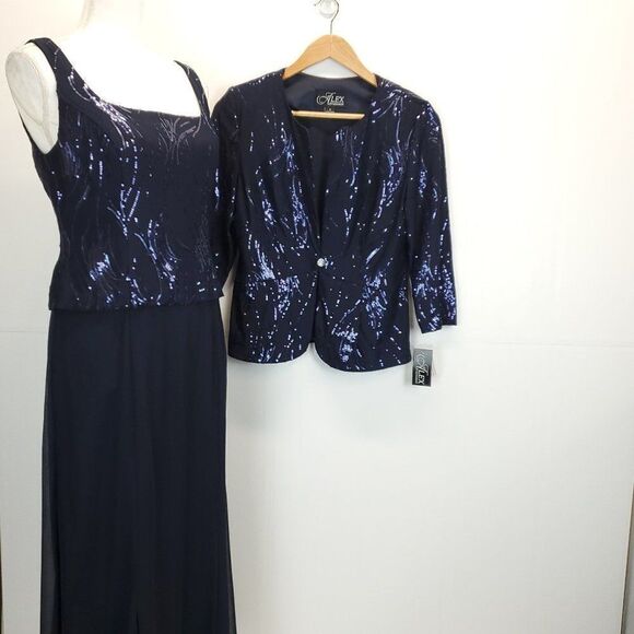 Alex Evenings 2pc Sequin Midi Dress with Jacket - Picture 8 of 9